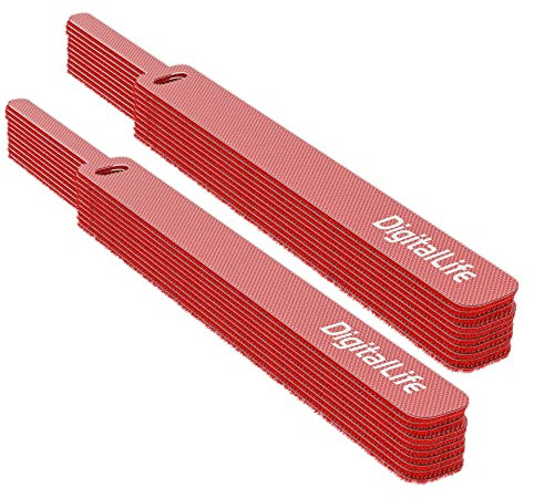DigitalLife Reusable Cable Ties - 160x12mm, Red, 20pcs, CT160-R20