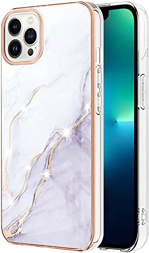 KBIKO-zxl Compatible avec Coque pour iPhone 14 Pro Max Coque Girly Case Paillette Marbre Design Téléphone Coque Silicone Gel TPU Flex Soft Skin Etui pour iPhone 14 Pro Max.White YBD