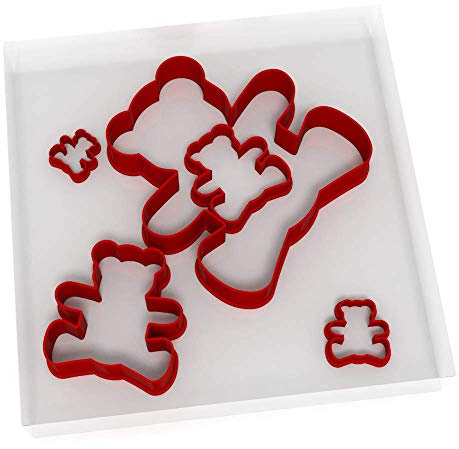 Teddy Bear - Juego de 5 cortadores para galletas, arcilla polimérica, masa glaseada, masa de juegos, varios tamaños, 5