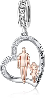 enjoylifecreative Tochter Charm/Armband vom Vater 925 Sterling Silber Vater Tochter Anhänger Schmuck Weihnachten Geburtstag Geschenke für Daughter