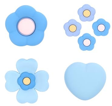 GeekShare Cross D-Pad Button Caps Ensembles de poignées de Pouce en Silicone, ABXY Key Buttons Autocollant Joystick Cover Caps Compatible avec Switch/OLED - Cœur et Fleur