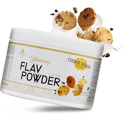 PEAK Yummy Flav Powder – 250 g de sabor galleta Dough I 50 porciones I Sabor en polvo para endulzar casi sin calorías y sin azúcar añadido I con inulina y la enzima digestiva lactasa I vegano
