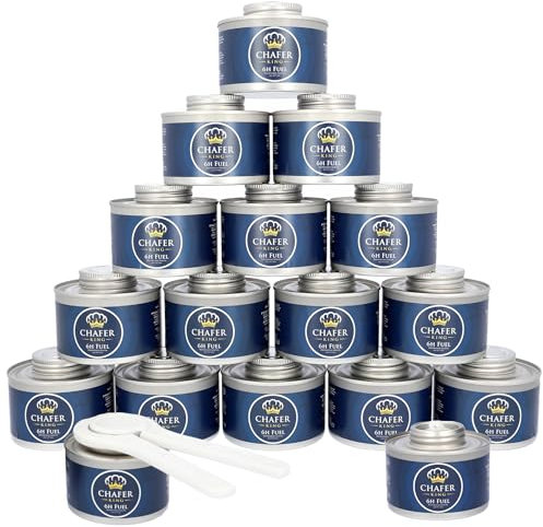 Chafer King Lot de 15 bidons de Combustible de 6 Heures, Chauffe-Aliments pour fêtes, Plats à Frire pour Buffet, Alternative aux bidons de Carburant Sterno.