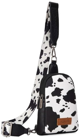 MONTANA WEST Wrangler Umhängetasche mit Kuh-Aufdruck für Damen, Western-Umhängetasche für Damen, Schwarz