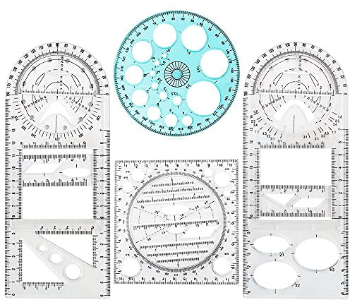 Dropfree 4 StüCke Multifunktionale Geometrische Lineale Zeichenwerkzeuge Kunststoff Lineal Satz Mathematik Messkreis Zeichnen Lineale