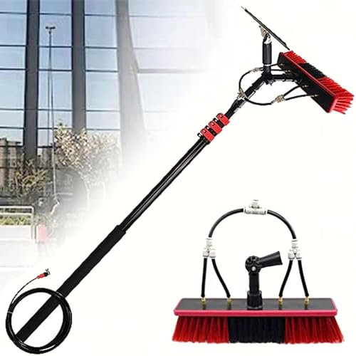 Water Fed Pole Kit,Water Fed Brush with Squeegee,Aluminum Outdoor Window Cleaner,Cleaning Tool for Window Glass,Solar Panel Cleaner Set (Size : 9m/30FT)