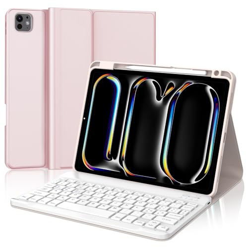 WINCHKING Teclado para iPad Pro 11 2024 (M4), funda con teclado para iPad Pro 5 Generación, funda teclado Bluetooth magnética desmontable QWERTY italiano para iPad Pro 11 pulgadas 2024, rosa