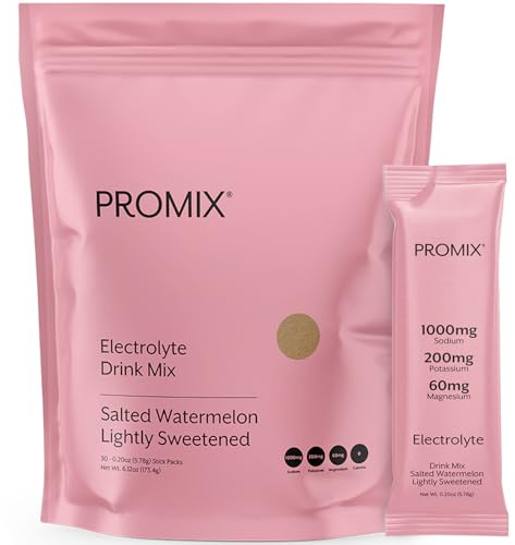 ProMix Nutrition Electrolytes Powder Hydration Packets - Himalayan Pink Salt, Magnesium, Potassium, Vitamin C - Salted Watermelon, Lightly Sweetened - 30 Servings (Pack of 30)
