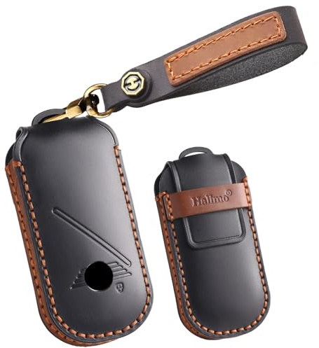 HIBEYO Keyless Étui de protection en cuir pour clé de voiture Convient pour BMW Mini Cooper Countryman One 2023 2024 Boîte à clés Télécommande Porte-clés Accessoire Noir