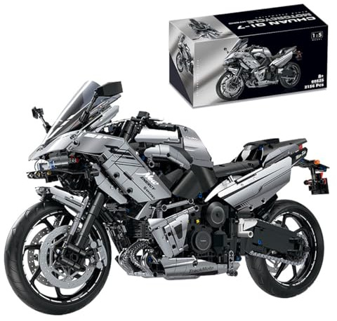 NUOJIAYING Technik Motorrad für Kawasaki Motorrad, 1:5 Groß Motorrad Modellbausatz, 2156 Klemmbausteine Technik Rennen Motorrad Bausteine, Kompatibel mit Großen Marken