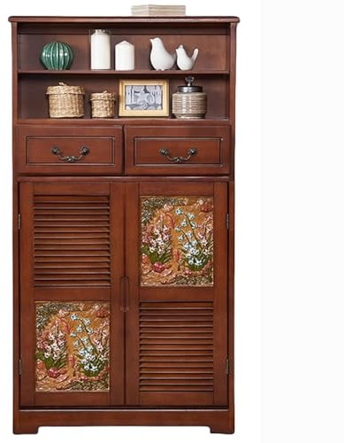TT-YEC Multifunctional Solid Wood Heating Cover, Retro Style Heating Cabinet Storage Rack, Ventilated Safety Radiator Cover with 3 Layers Storage, Living Room Furniture Decoration