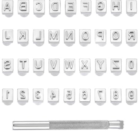 UNICRAFTALE About DIY Capital Letter and Number Stamping Punch Tool Set 6mm Alphabet Stamp Tools Set Leather Craft Stamping Tools Leather Art Craft Tool Stamps and Handle Sets Leather Punch Tools
