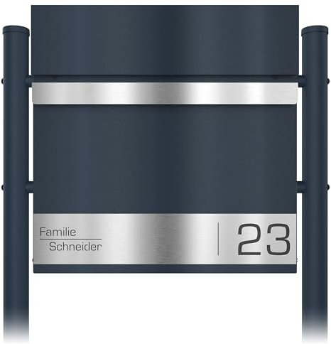 Graviers Design Cassetta postale autoportante con base antracite - personalizzata in acciaio inox con incisione laser del nome della via e del numero civico - Cassetta per lettere con serratura