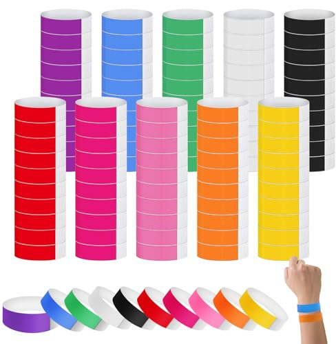 1000 Pcs Paper Wristbands for Events10 Colors Waterproof Flexible Neon Wristband for Events Suitable for Exhibition,Education,Music Festivals, Sports Matches,and Kids Party Entry Wristbands