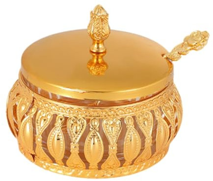 ZhangJJJJJJJ Azucarero, recipiente de metal para condimentos de cocina, con tapa y cuchara, para cafetería y cocina