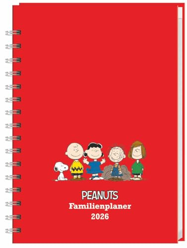 Peanuts Familienplaner-Buch A5 2026 - Heye-Verlag - Kalenderbuch für 5 Personen - Schulferien und Stundenplänen - 15,2 cm x 23,2 cm