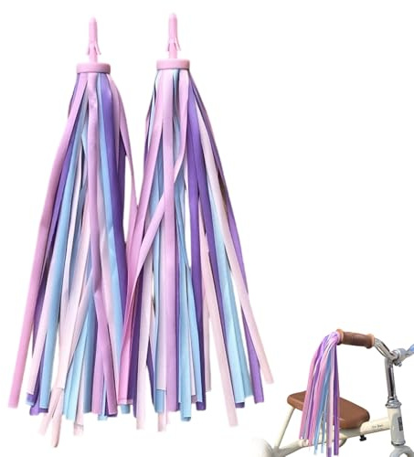 TNSOYCA 1 par Serpentinas para Manillar de Bicicleta, Colore Borlas, Scooters y triciclos Manillar Cintas, Accesorios para Bicicletas para niñas y niños, 27cm