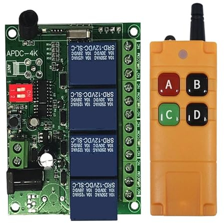Transmisor Y Receptor RF De Radio Con Interruptor De Luz LED, Control Remoto Inalámbrico De 4 Canales Y 2000 M Con Salida De Relé(12V SET-1)