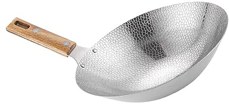 Mikikit Olla de Carne Frita Sartén Wok Reutilizable Hogar Sartén Wok de Metal con Mango Utensilio de Cocina para Estufa
