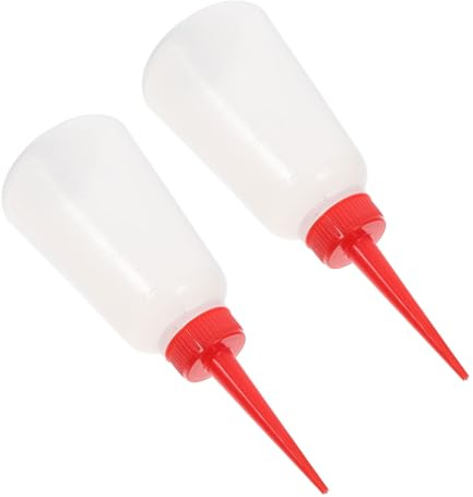 DECORNIJIA 2pcs 250ml Plastic Oil Dispenser Bottles Red Precision Needle Tips for Sewing Machines and Automotive Use, Needle Oiler Applicator for Machine Oil and Embroidery