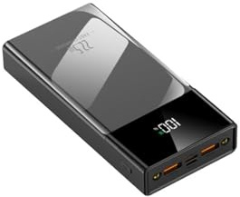 Portable Charging Power Banks 20000 mAh 22.5W super fast charging large capacity mobile power Supplies PD 20W LCD Display 2 Outputs & 2 Inputs Smartphones and Camping (Black)