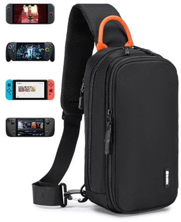 BAGZY Tasche für Nintendo Switch 2 Konsole 2025 Wasserdicht Sling Bag Umhängetasche Crossbody Bag Schultertasche Mit 10 Spielekartenfächern Switch OLED/ROG Xbox Ally X/Steam Deck für Tägliche Party
