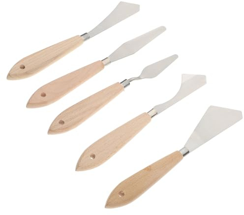 Gogogmee Set da 5 Raschietti per Pittura in Acciaio Inossidabile Impugnatura Liscia Spatole per Miscelare Colori e Raschietti per Pigmenti Strumenti Versatili per Pittura Artistica