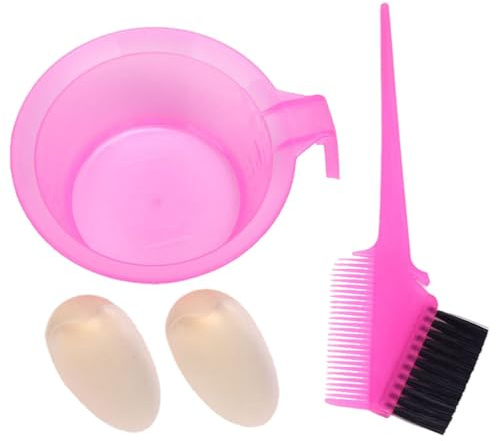 LIFKOME 2 Sets Professional Hair Dye Comb with Double Sided Plastic Design and Reusable Pink Dye Bowl for DIY Hair Coloring and Salon Hairdressing Use