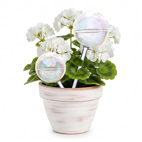 XETHI Juego de 2 Globos de Riego de Cristal Iridiscente | 180ml y 400ml Sistema de Riego Automático para Plantas de Interior, Salón, Dormitorio y Estudio
