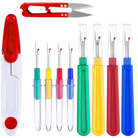 COYUN Kit Cucito da Casa,10 Pezzi Set Cucito Professionale,Kit Taglia-Cuciture per Cucitos,Scucirini con Cappuccio Protettivo,Tagliafili,Strumento per Rimuovere le Cuciture(Colori Casuali)