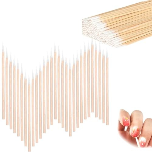 100 Pcs Pointed Cotton Buds,Wooden Handle Precision Swabs