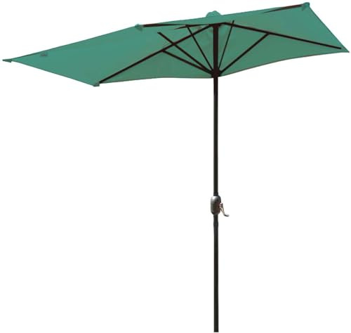 YNJJKA Ombrellone Mezzaluna Da Balcone Parete Piccolo Reclinabile Inclinabile Ombrelloni Semicircolare Giardino Per Terrazza Con Manovella In Ombrello Parasole 250 cm No Con Base(Verde)