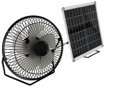GLFLOW Ventilatore portatile a pannello solare, 10 W, ricaricabile tramite USB, doppio uso, design da tavolo o pavimento per serre, camper e attività all'aperto (con supporto)