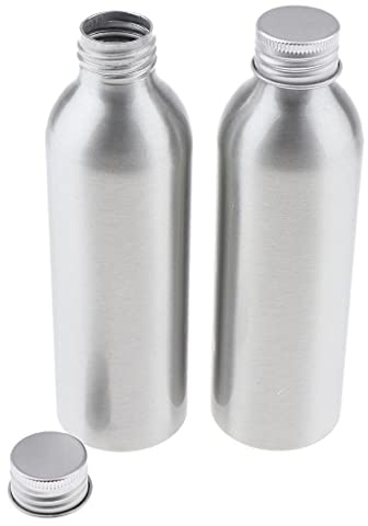 DEVNWIGMO 2 Pezzi Bottiglia d'Acqua Alluminio con Pompa Dispenser Ampia Bocca Vuota Adatta per Cosmetici Alimenti Viaggio Casa Hotel, Argento, 150ml