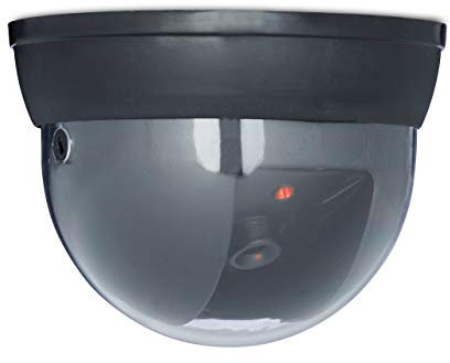 Relaxdays Telecamera Finta di Sorveglianza Modello Dome, Girevole 360 Gradi, Luce a Led, Sicurezza per Casa, Nero