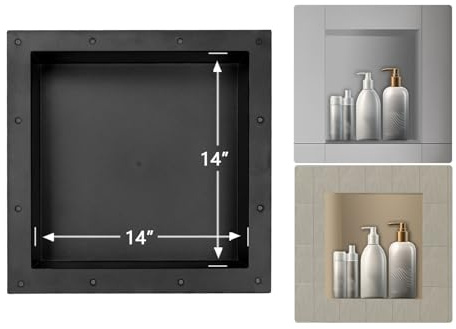 Uni-Green Ready Tile Shower Niche Shelf 17x17（Inside 14x14） With Texture - Single Shelf Shower Shelf Insert for Bathroom Niche Storage, Water and Leak Proof Wall Niche Insert