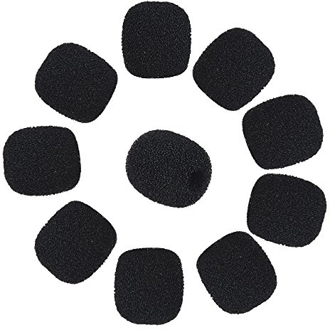 Andoer Mini Revers Headset mikrofon vindruta Mic Foam Cover, svart 10-pack