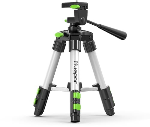 Huepar TPD05 19.7 Lightweight Aluminum Tripod-Mini Portable Adjustable Tripod for Laser Level and Camera, with 3-Way Flexible Pan Head and Bubble Level, Quick Release Plate with 1/4-20 Screw Mount