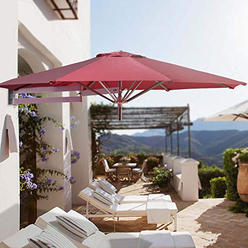 Parasol Montage Mural Parapluies de Patio Parasols, Inclinaison Extérieure Parapluies Pare-Soleil avec Poteau en Aluminium Réglable, Ø 7 Pieds / 220 Cm, pour Jardin Balcon Cour