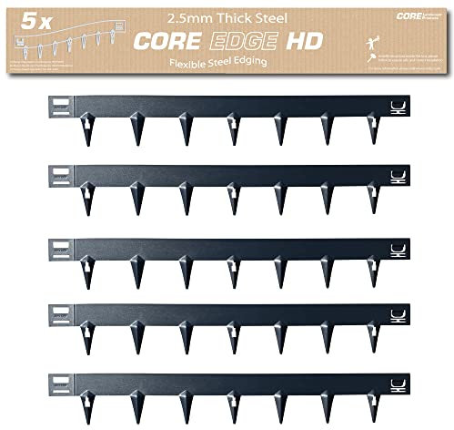 CORE EDGE Heavy Duty Lawn Edging | Flexible Decorative Steel Edging Garden Border Edging Lawn Edging Strip Garden Border with a 65mm face height (Black)