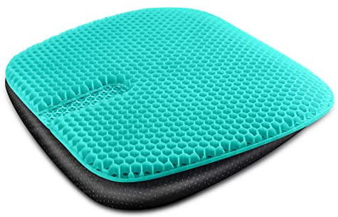 masteymoh Gel Seat Cushion for Long Sitting, Gel Cushions for Pressure Sores Relief, 18.5x17.3x1.2 Inches Cooling Gel Car Seat Cushion, Seat Cushions for Office Chairs with Breathable Nonslip Cover