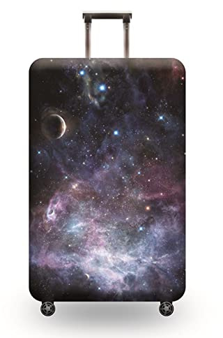 Anawakia Kofferhülle Elastisch Kofferhülle Kofferschutzhülle Gepäck Cover Reisekoffer Hülle Kofferschutz Luggage Cover Gepäckabdeckung Kosmisches Sternenhimmelmuster (Lila,M 22-24 Zoll)