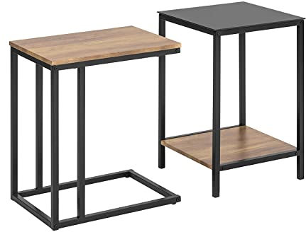 SoBuy FBT99-F 2er Set Beistelltisch Satztisch Couchtisch Stapelbar Sofatisch Kaffeetisch Laptoptisch Pflegetisch Wohnzimmertisch