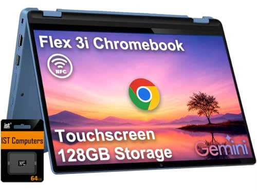 Lenovo IdeaPad Flex 3i Chromebook 2-in-1 Laptop (12.2 FHD+ Touchscreen, Intel N100, 4GB DDR5, 128GB Storage (64GB eMMC + 64GB SD Card)) for Home & Student, NFC, Long Battery Life, Chrome OS, Blue