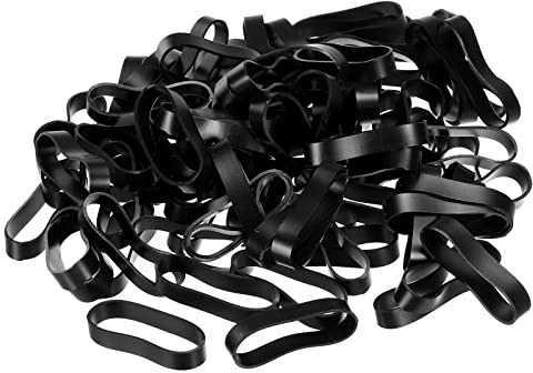 PATIKIL Silicone Rubber Bands Cable Ties 50pcs Non-Slip 1 1/4 Flat 5/16 Width Black for Cord Wrapping, Bag Wraps, Art