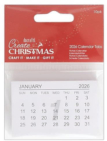 Papermania Create Christmas 2026 Kalender Tabs, 10 Stück, zum Basteln, personalisiertes Geschenk, Kalender Basteln, Planer, Selber machen, Advent, Desktop, Wand, Familienveranstaltung, Monatsplaner