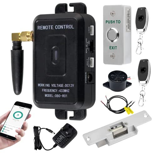 QTTYELOK WiFi Tuya Door Access Control Kit Home Security System Wireless Gate Door Opener Remote Control Unlock with NC Fail Safe Electric Strike Lock