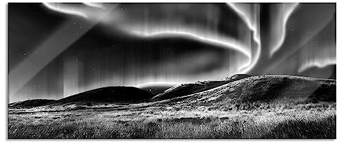 Pixxprint Glasbild Panorama, Wandbild aus Echtglas, phantastisches Polarlicht, 100x40 cm, inkl. Aufhängung und Abstandshalter
