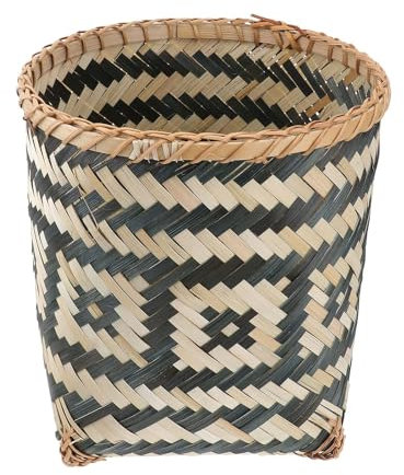 MKYOKO Poubelle tissée en bambou, corbeille à déchets ronde, corbeille à papier de bureau, panier de rangement tissé pour le salon