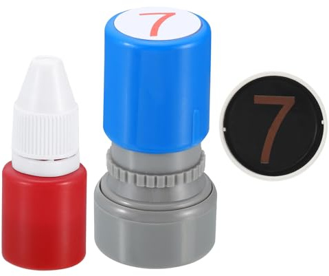 PATIKIL Self Inking Number Stamps, Numeral 7, Teacher & Initial Stamp, Red Ink for Class Notebook & Scrapbooking